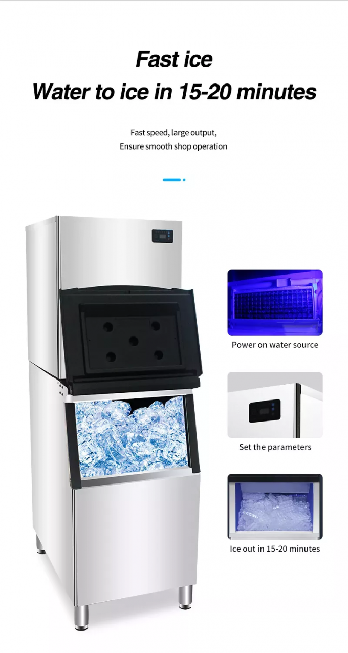 400kg Commercial Cube Ice Machine For Water Cooling Ice Making
